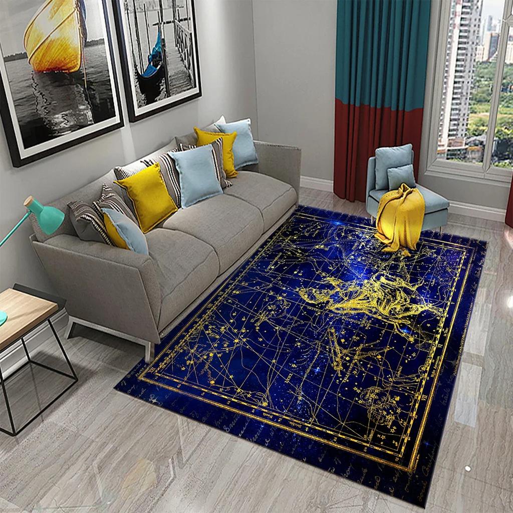 Twelve Constellations Carpet Astrology Rug Mystic Divination Rectangle Area Rugs for Adult Yoga Mats Living Room Decor Door Mat