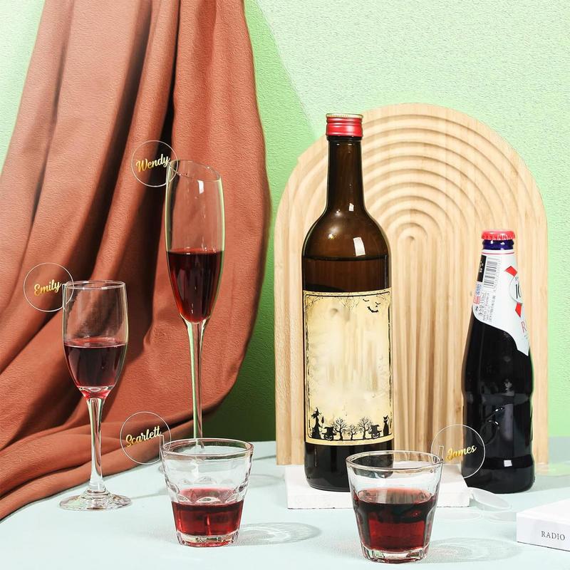 Vinglass Navnelapper 30 STK Fest Drikkeetiketter Sirkler Glassmarkører & Anheng DIY Drikkeetikett Fest Drikkeetiketter Sirkler For Fest