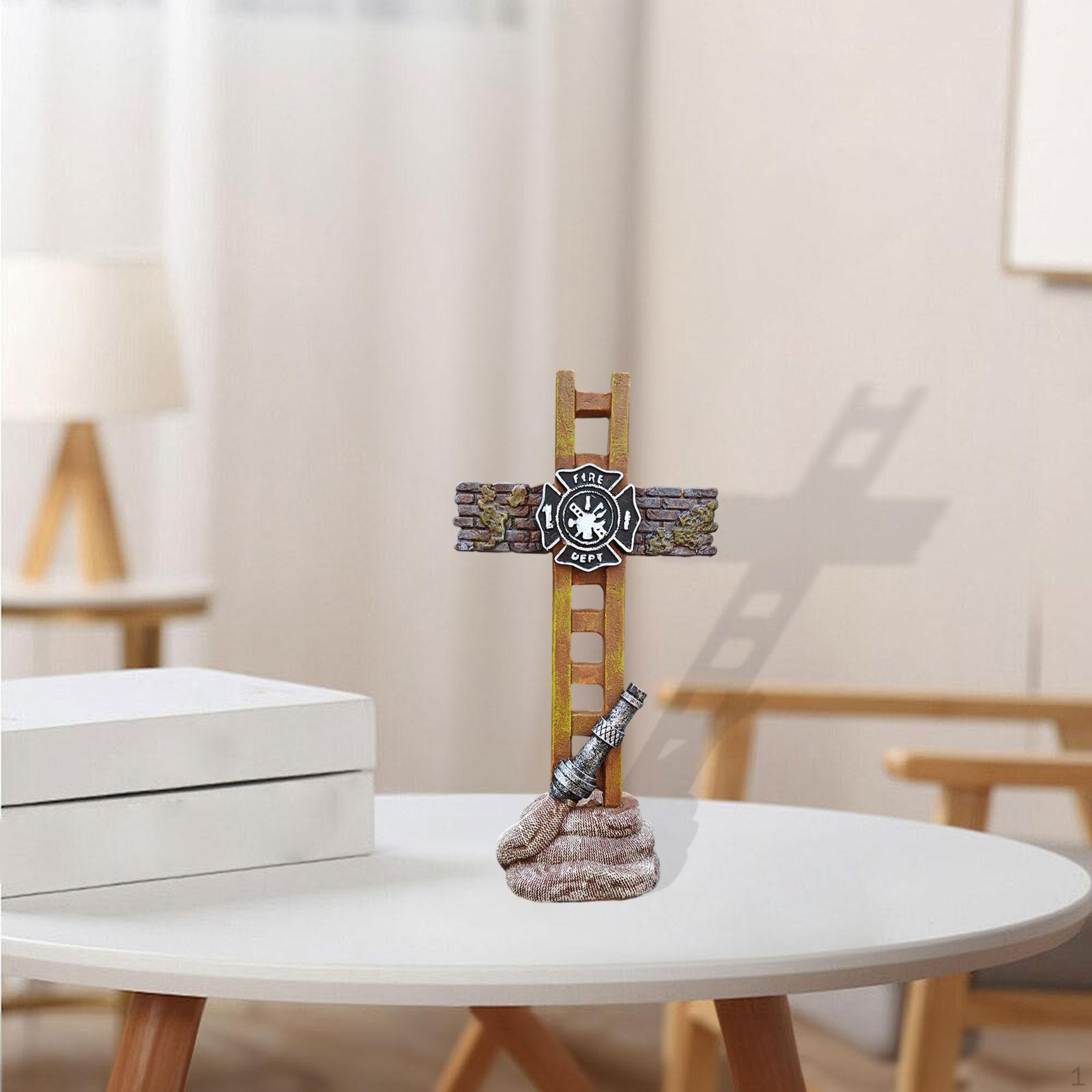 

Fireman Firefighter Standing Cross Statue,Memorial,Decorative Home Decor Accessories for
