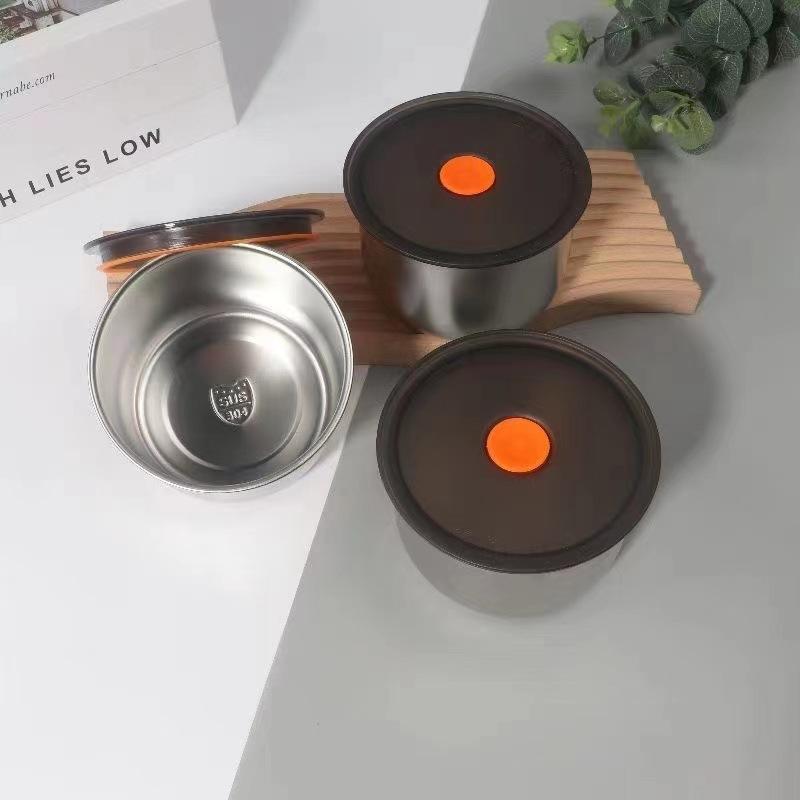 

Round Leak-proof Lunch Box Stainless Steel Food Preservation Box Heat Resistant Sealed Food Storage Tank Kitchen Tableware