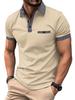 Men's Summer Fashion Loose Polo Shirts Short Sleeve Plaid Turn-down Collar T-shirt Top