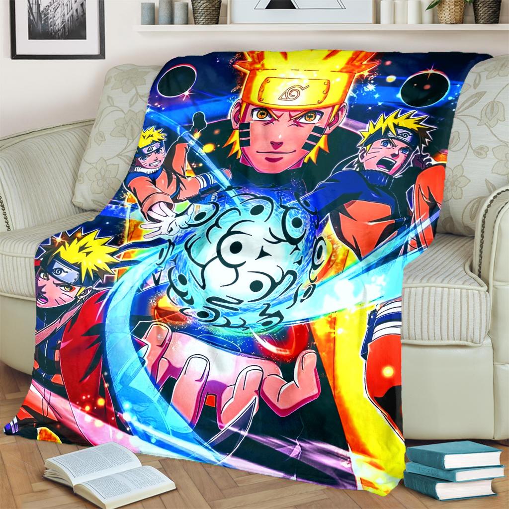 Anime-Naruto Print Blanket Warm Comfortable Flannel Blanket for Bedrooms, Sofas, Beds, Chairs, Picnics, Travel -LXR51