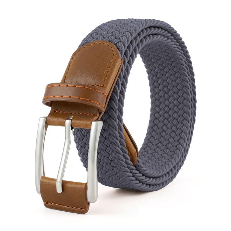Cinto elástico masculino feminino cinto casual para jeans cinto trançado, fivela de aço