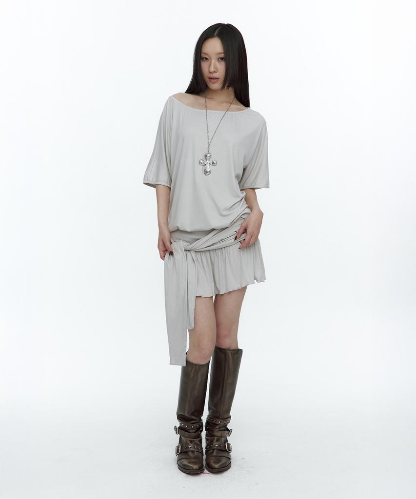 Rough Neck Waist Tie Dress