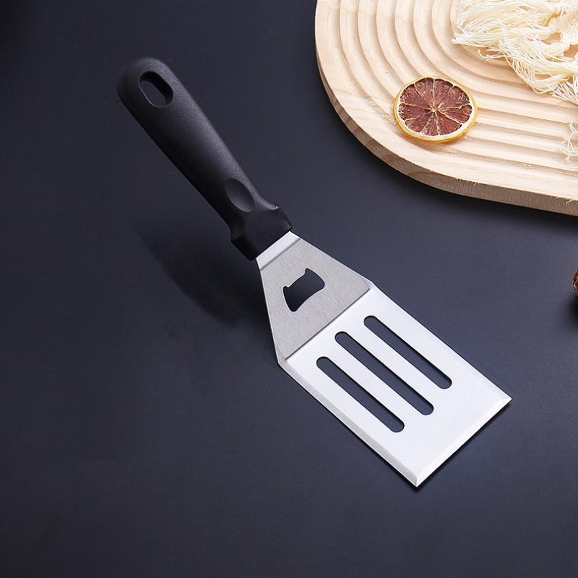 Stainless Steel BBQ Spatula Three Sided Shovel Sturdy Handle Cutting Edges Cooking Grill Tool