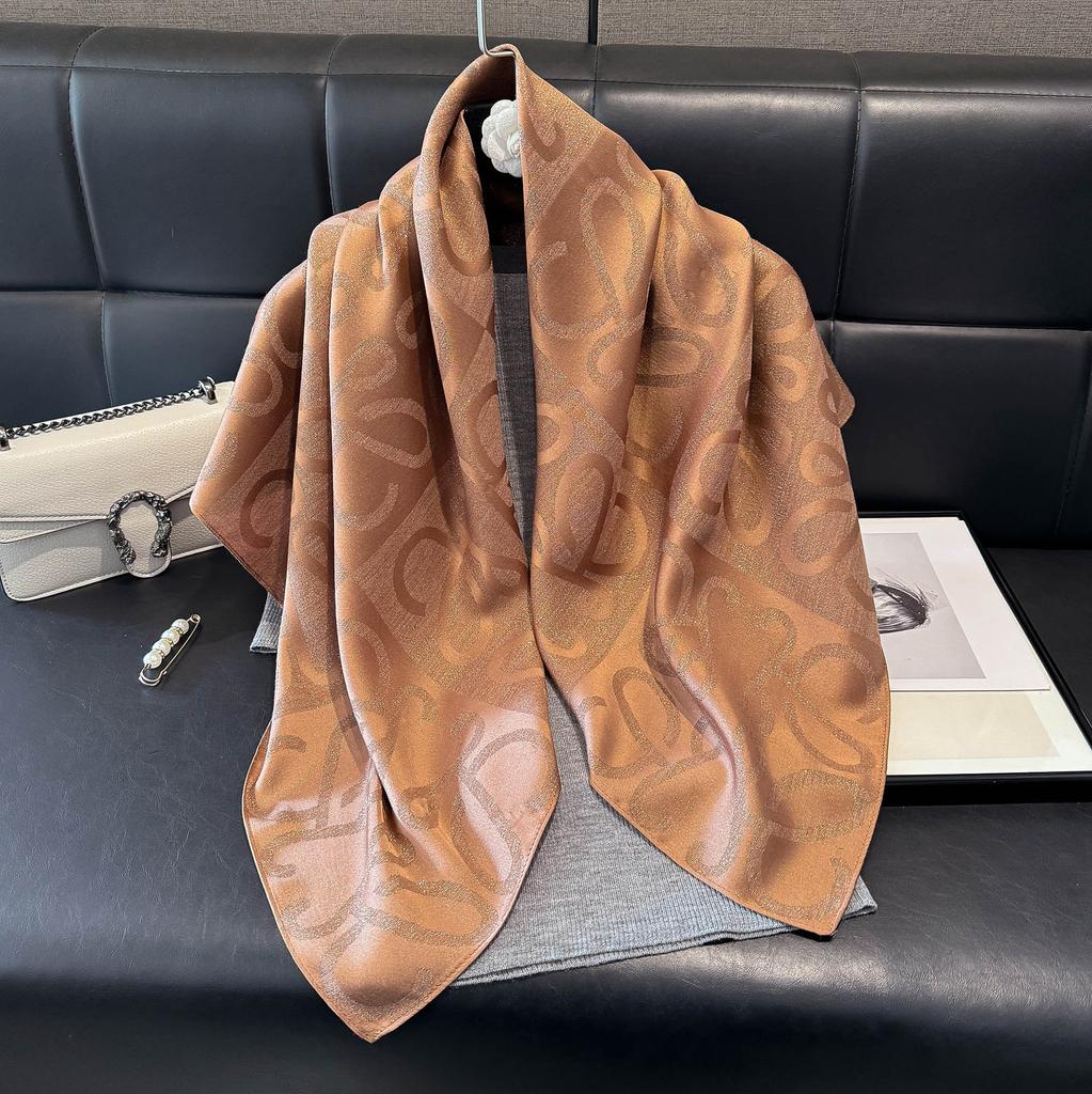 Spring Tencel Cotton Silk Scarf Fashion Classic Big Brand Style Square Scarf Shawl Women High-End Scarf Women