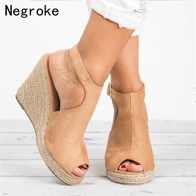 Léto na vysokém klínu podpatky sandály dámské sexy sandály s otevřenou špičkou sandály boty žena espadrilky sandály