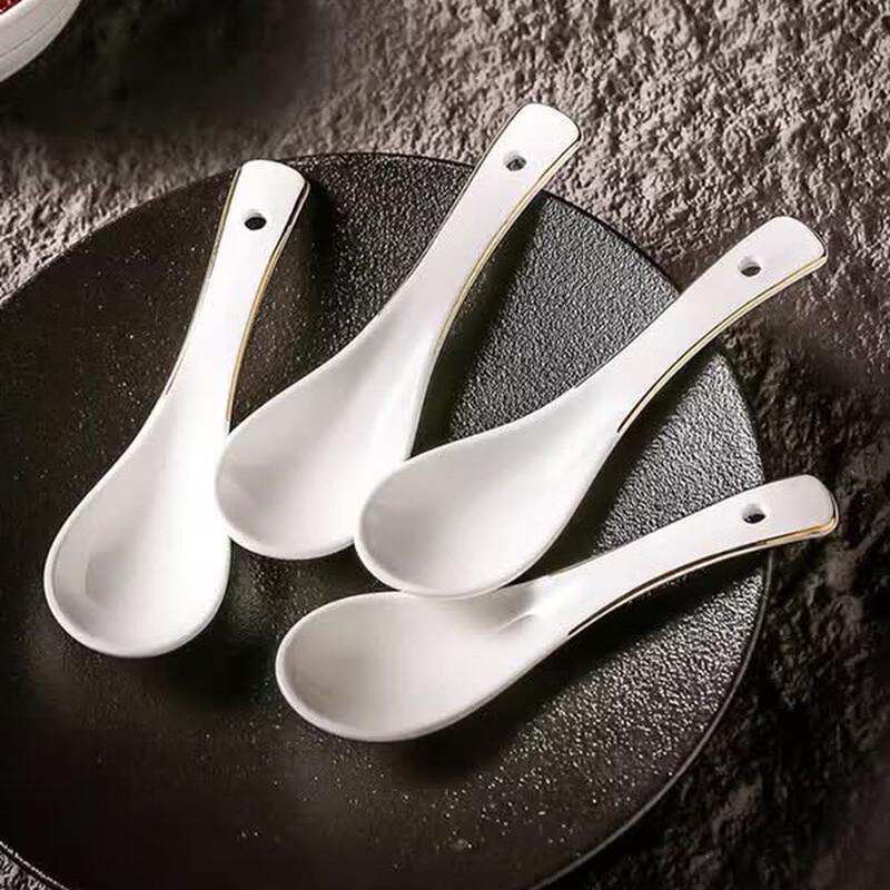 Gold Rim Ceramic Spoon Set
