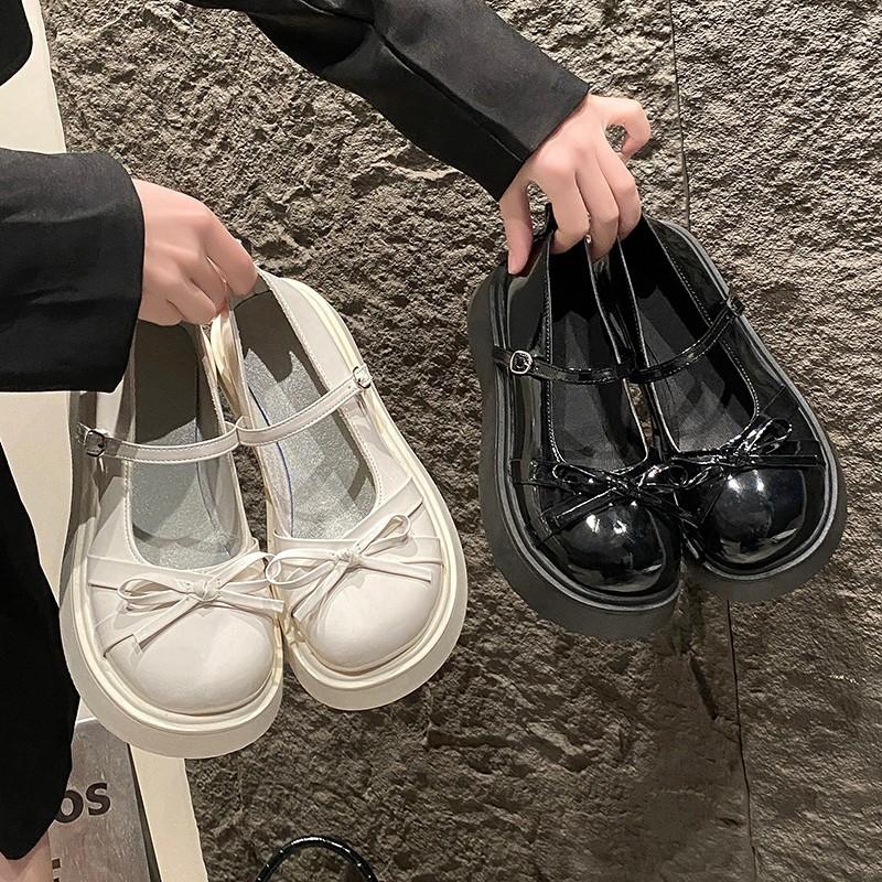 Small Leather Shoes Women's Summer New Trendy and Retro Thick Soles Increase Height Mary Jane Shallow Mouth Women