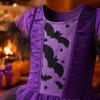 Purple Bat Design Demon Costume Wizard Hat Included Role Play Clothes Cosplay Dress  For Girls