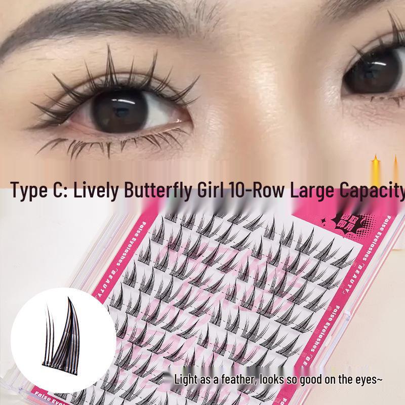 

JONBOS No-Glue Self-Adhesive False Eyelash Clusters, 10 Rows, Large Capacity for Beginners, Natural Look