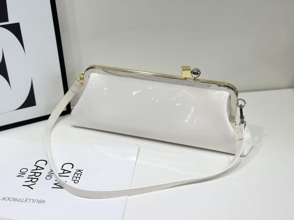 Borsa a Spalla Donna Lusso Designer Clip Borse a Mano NUOVA Borsa Baguette Lg Borse a Pochette con Tracolla Rimovibile Portafogli in Pelle Verniciata