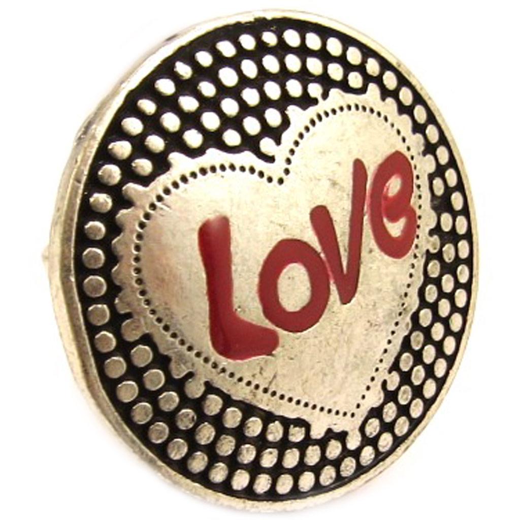 Les Trésors De Lily [E5848] - Red Silver 'Love' Designer Ring