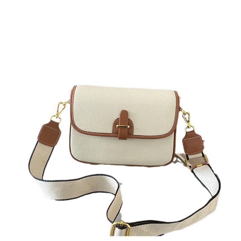 Leather women's bags, high-end first-layer cowhide contrasting color shoulder square bag, new summer women's messenger bag bag.