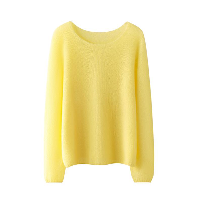Silk Cashmere Women's Loose Fit Round Neck Sweater - Soft & Fluffy Touch
