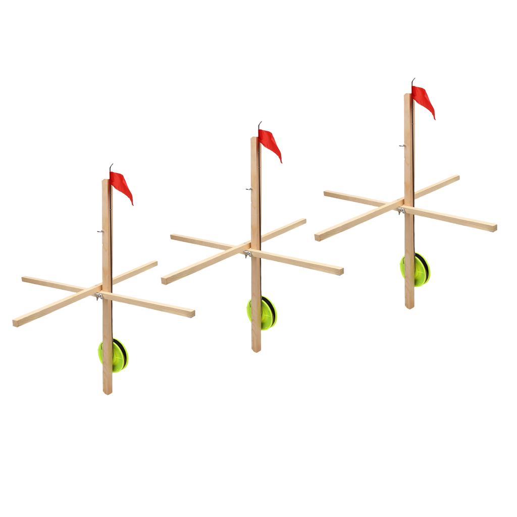 Ice Fishing Tip Up Flag High Visibility Flag Ice Fishing Equipment Gear with Fishing Net and 50M Nylon String