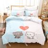 Fashion Adorable Peach And Goma Cat Bedding Set Single Twin Full Queen King Size Bed Set Kids Bedroom Duvetcover Sets Bed