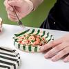 Colorful Ceramic 6inch Striped Plates – Handcrafted Dinnerware for Kitchen, Home Decor, Dessert, Salad, Party Use