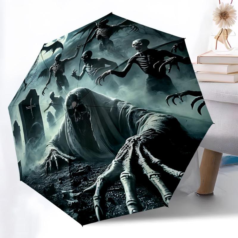 1pc Skelebones Automatic Folding Umbrella Durable Iron Frame,All Seasons Home Travel Outdoor Multifunctional Umbrella yy251115184