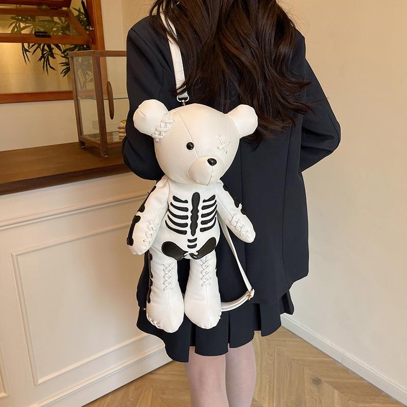 

Bags women s bag 2025 new Japanese cartoon explicit bear double back personality funny literary travel backpack помаранчевий