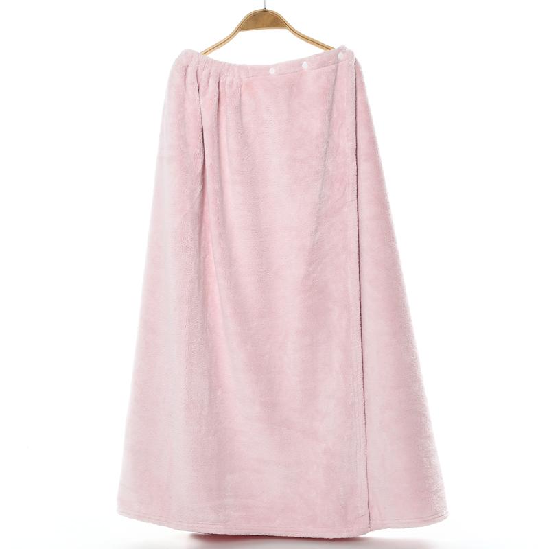 1Pcs Songyang Unisex Coral Fleece Button Bath Skirt,140×75cm(55.1×29.5inch),Super Absorbent Lint‑Free Skin‑Friendly Wearable Bath Towel for SPA Home