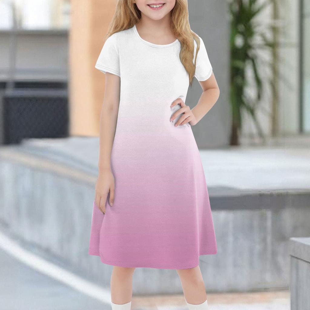 Children's Summer Short-sleeved Casual Fashion Round Neck Dress