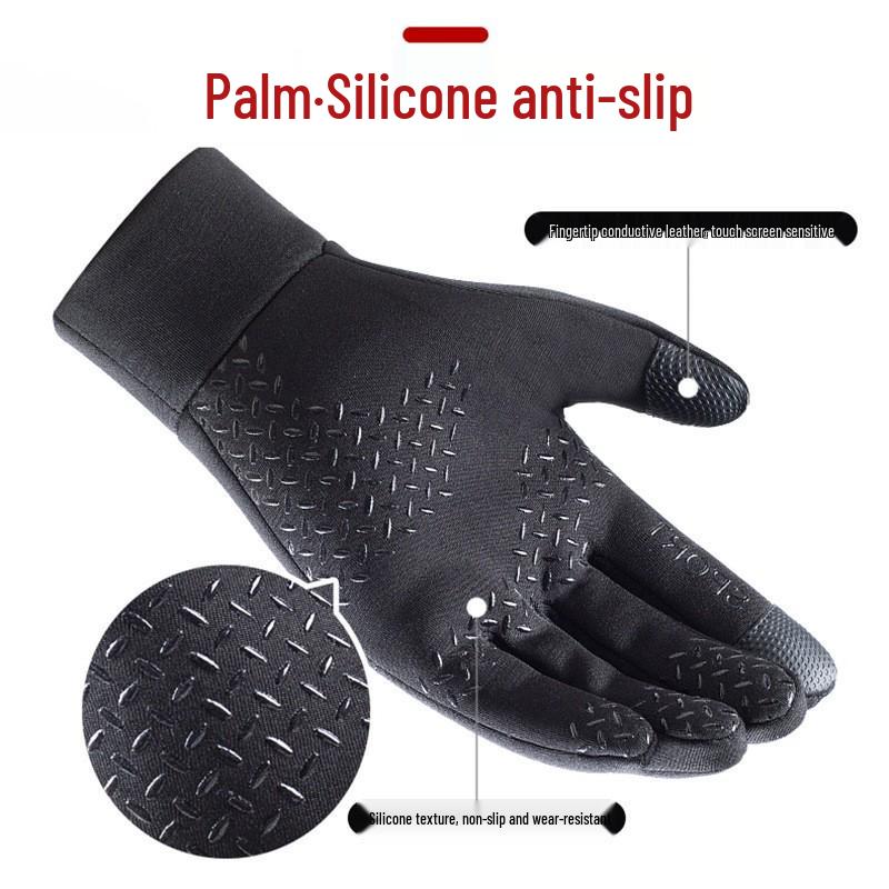 Men's Waterproof Windproof Cycling Gloves - Warm, Velvet-Lined, Anti-Slip, Touchscreen for Outdoor Sports