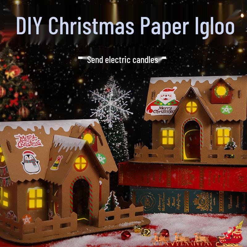 Luminous DIY Gingerbread Snow House Kit for Kids - Handmade Christmas Decoration
