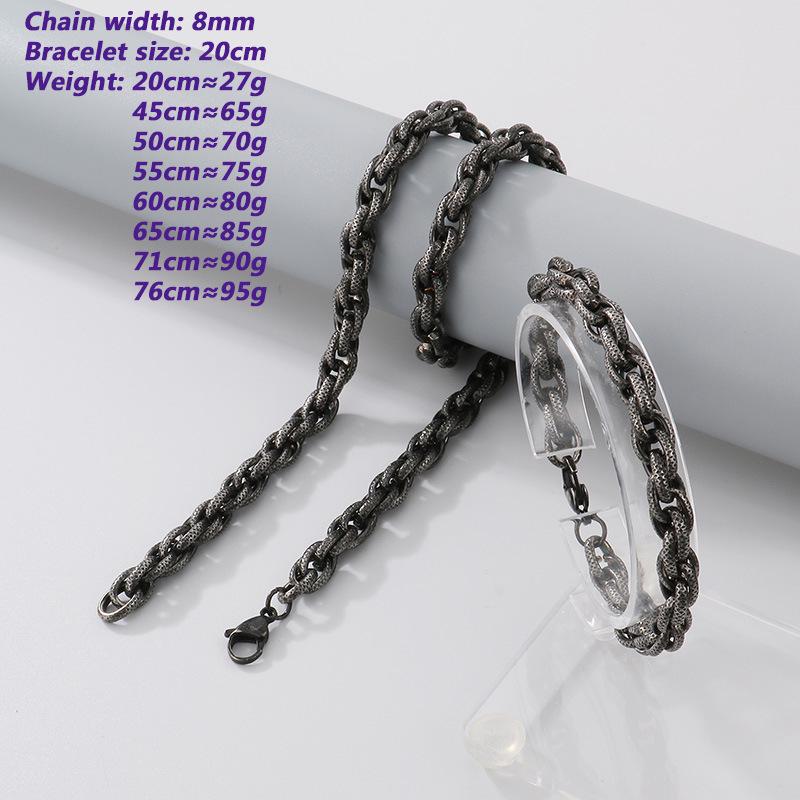 Retro Black Cuban Chain Bracelet Necklace with Multiple Chains Options