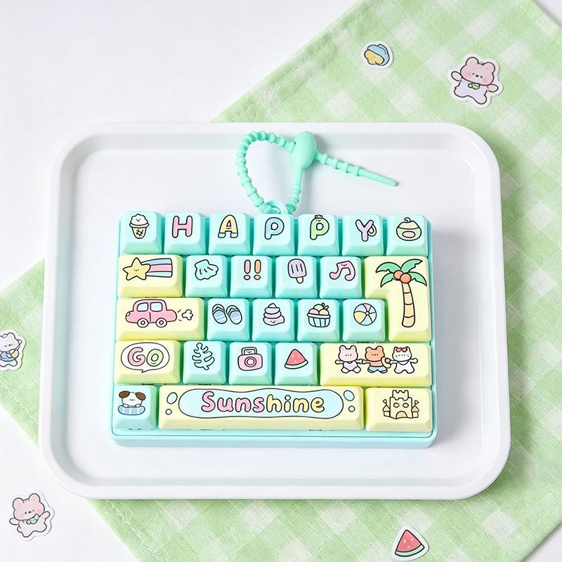 Soft Silicone 26 Keys Keyboard Fidget Toy Keychain Anti Anxiety Stress Relief Bag Pendant for Kids Adults Party Favor