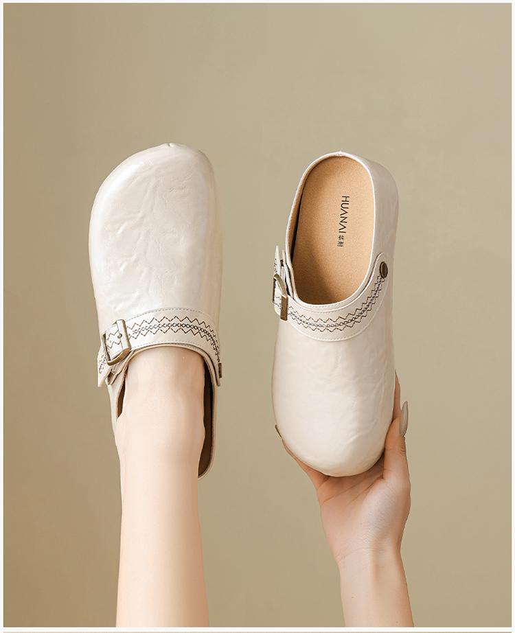 2026 Spring/Summer New Boken Cool Slippers for Lazy Women, Thick Bottom Outskirt, Retro Baotou Half Slippers