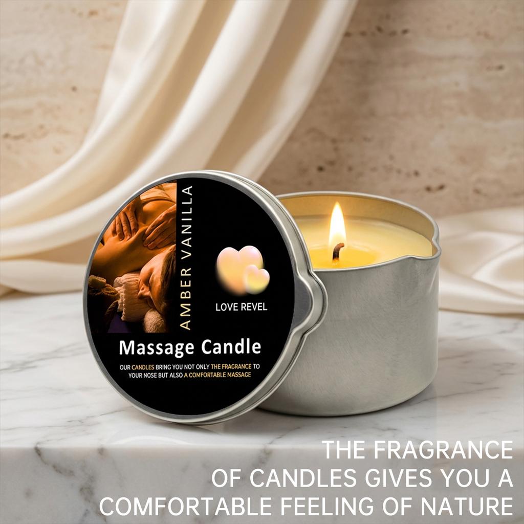 Massage Oil Candle Amber Vanilla 2oz Aromatherapy Candle with Soy Wax Moisturizing Christmas Home Decoration Candle Holders Gift