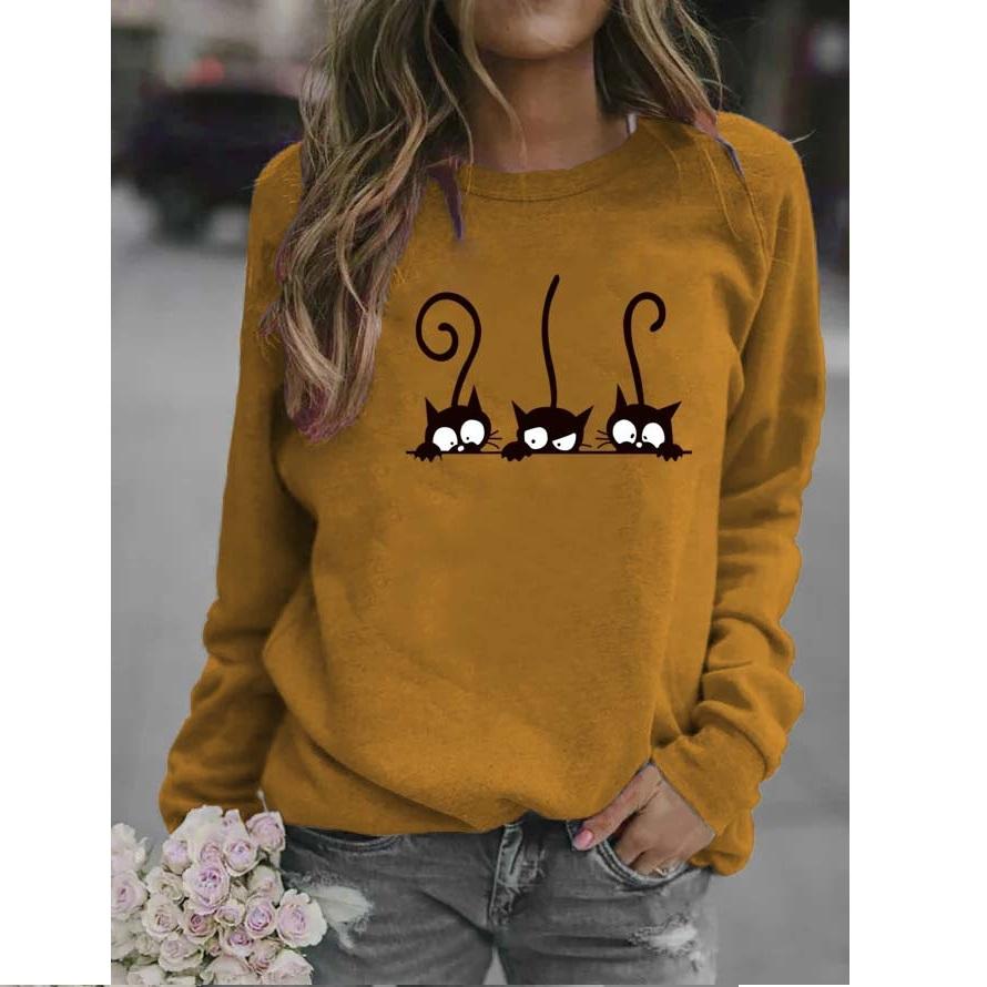 Women's Casual Long-sleeved Round Neck Printed Loose Sweatshirt Top