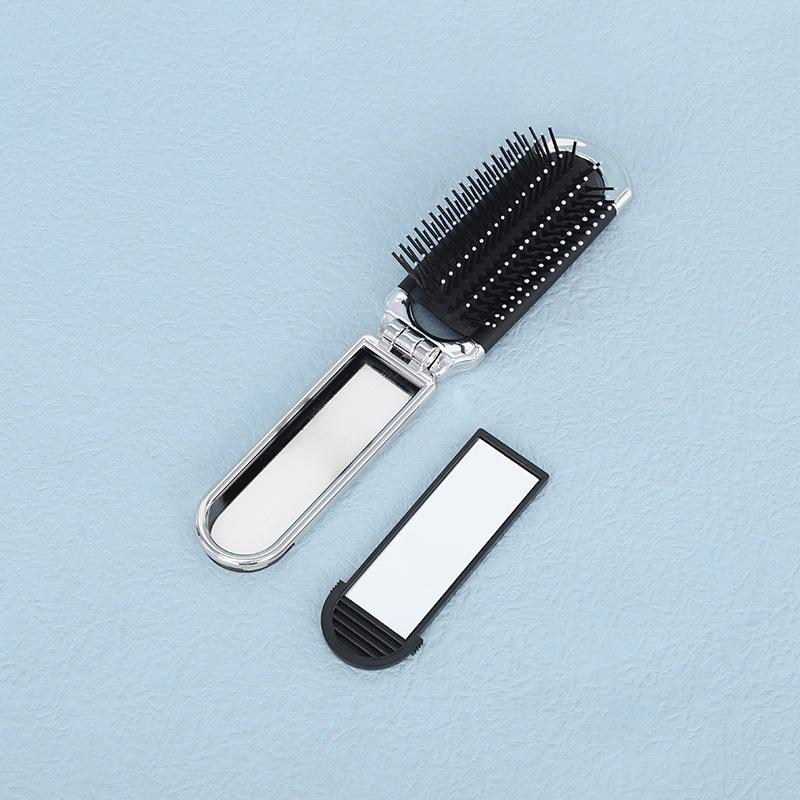 Dual-Function Folding Air Cushion Mini Massage Comb with Mirror