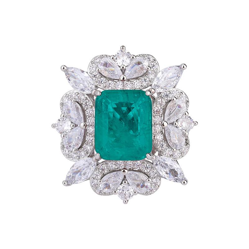 Jewelry Copper Bottom Gold-Plated Simulation Grandmother Green Rectangular Light Luxury Texture Set 10 * 12-7 * 9
