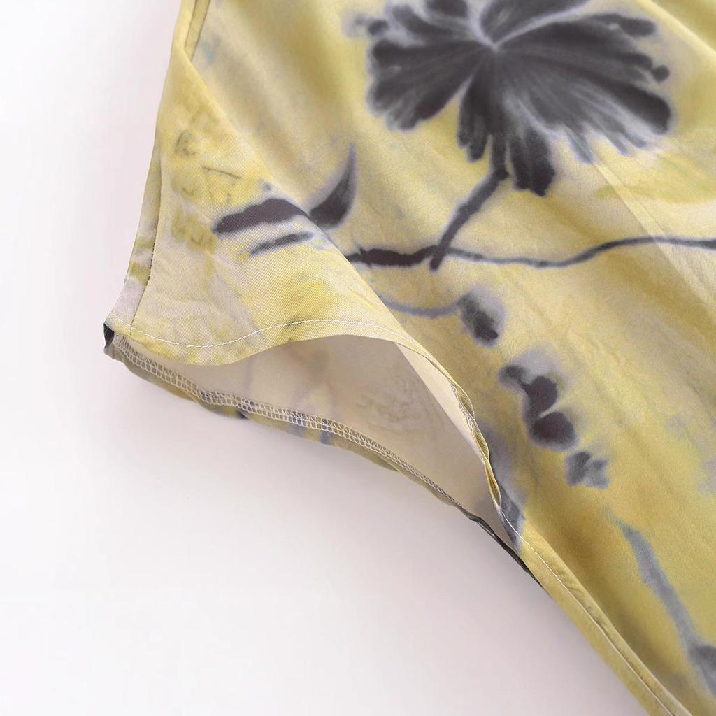 2025 Winter Silk Satin Print Dress: Elegant, Slimming, European and American Style for Women