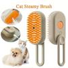 Pet Spray Massage Brush for Cats And Dogs with One-Button Steam Spray Rotatable Folding Design Hair Removal Bath Comb