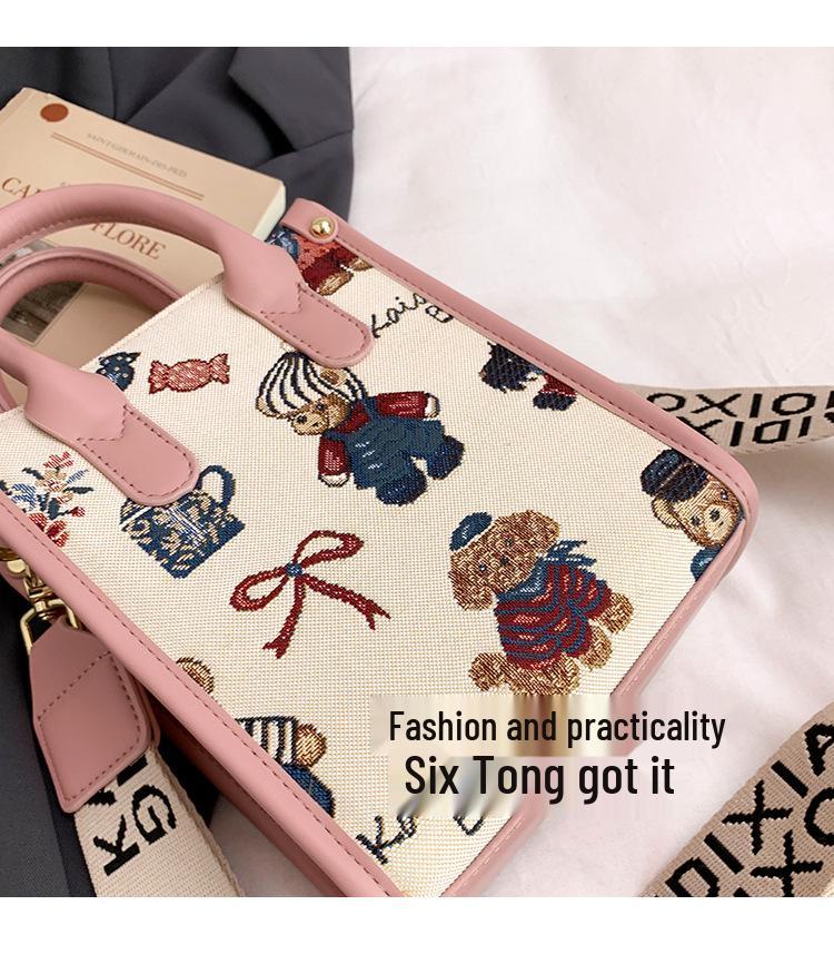 Katie Bear Damen Niedliche Handtasche im koreanischen Stil zum Umhängen - Kleine & Trendige Einzel-Schultertasche