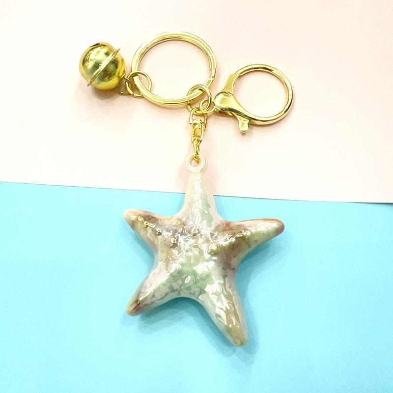 Iridescent Shell Starfish Keychain Pendant - Unique Accessory & Gift