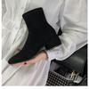 Skinny boots Chelsea high-heeled short boots women's shoes 2025 new spring and autumn single shoes thick heel large size 41-42