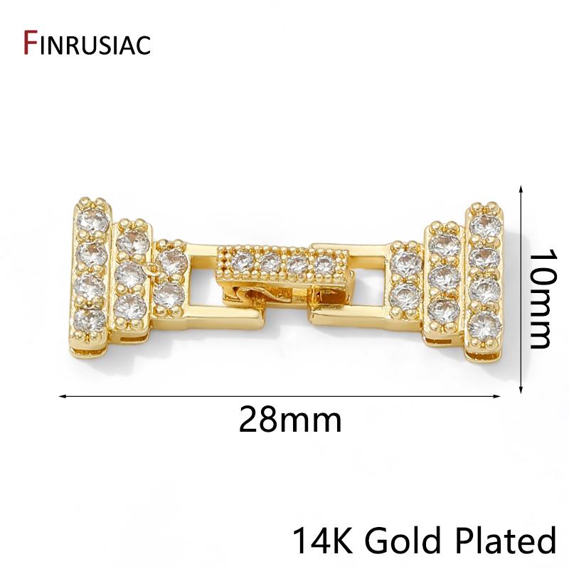 

14K Gold Plated Brass Pyramid Pearl Clasps Connector,Inlaid Zircon Fastener Lock Clasps For DIY Jewelry Making Accessories 1 piece