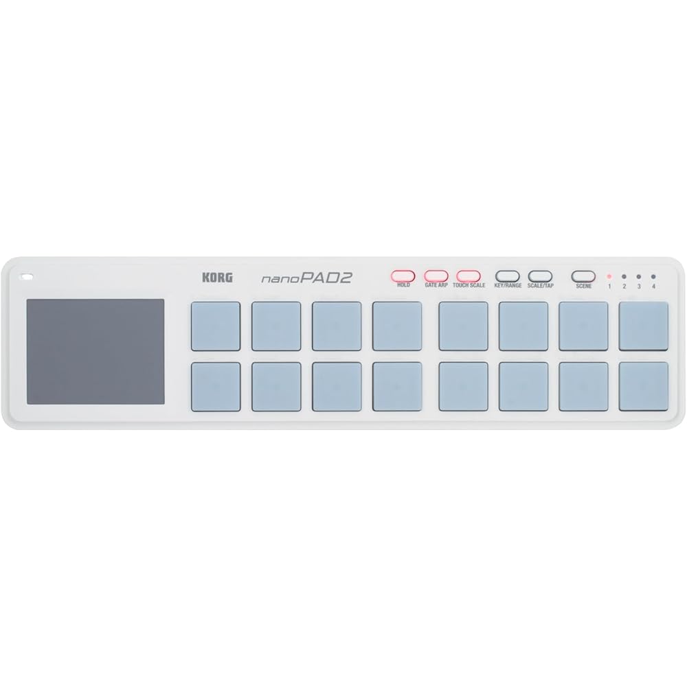 KORG Classic USB MIDI Controller, NanoPad2 WH, White, Velocity Compatible, 16 Pads, DTM, Compact ...