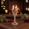 Bird Pattern Juice Glass Hand-painted Wine Glass, And Floral Design Stem Goblet, Artistic Water Goblets Crystal Borosilicate Goblet for Red