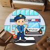 1pc Police OfficerPolice Car Round Chair mat Area Rug - Non-Slip, Floor Mat for Office, Bedroom, home decor Christmas Gift p0811434