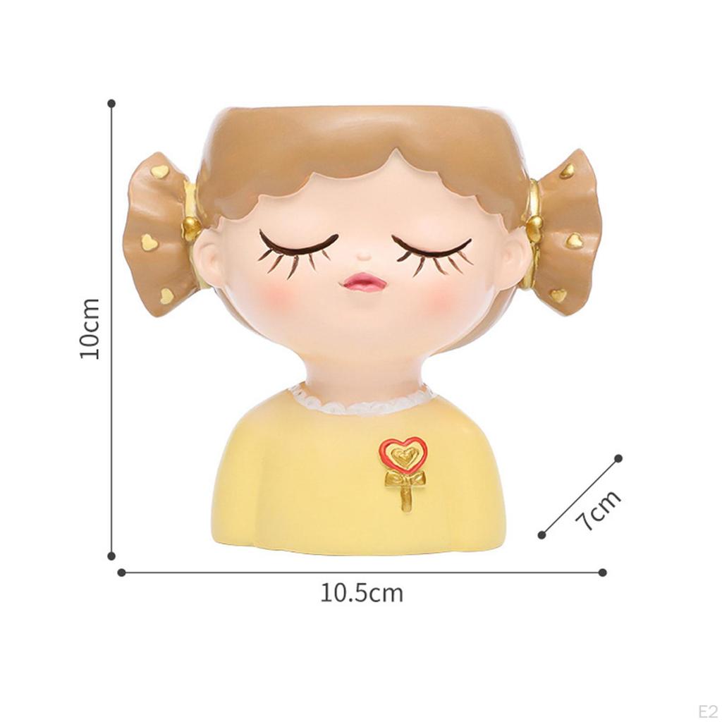 Decorative Flower Pot Featuring Resin Girl Figurine, Suitable for Office
