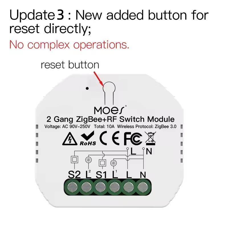 MOES Smart RF ZigBee 3.0 DIY Switch Module Tuya Smart Life App Remote Control Works Alexa Google Home Assistant Voice Controller