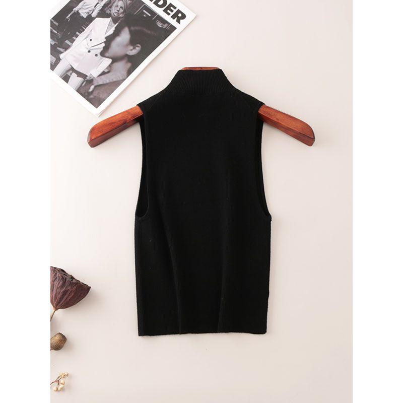 Women's Refined Half-Turtleneck Knitting Vest Silm Slimming Thin Sleeveless Bottoming Small Inner Wear Temperament Commute