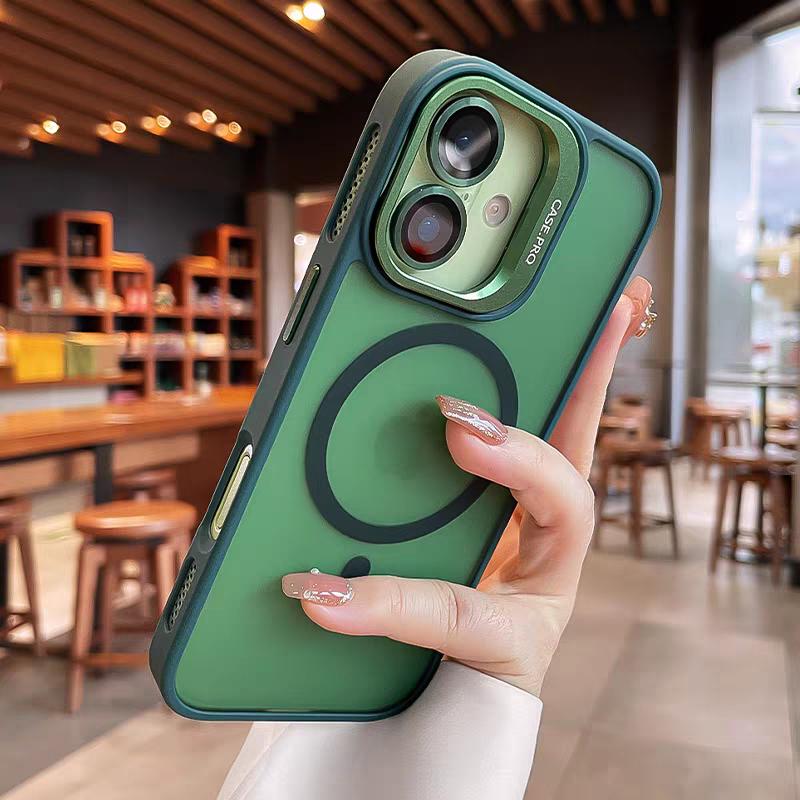 Luxury For Magsafe Magnetic Metal Lens Holder Case For iPhone 17 Air 16 15 14 13 12 11 Pro Max Plus Bumper Translucent Cover