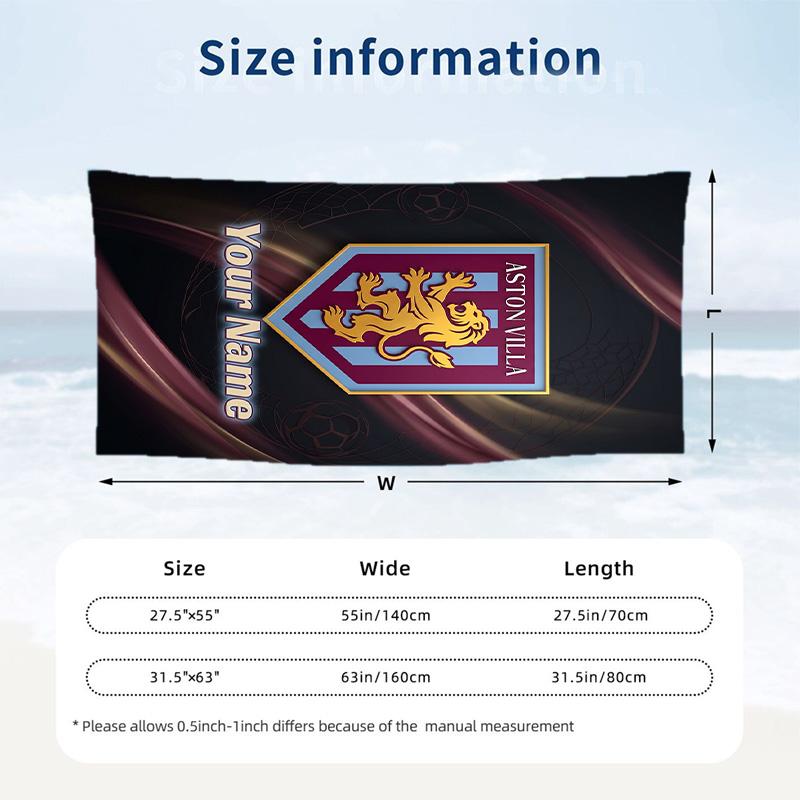 Beach Towel Custom Name Text, Quick Dry Large Towel For Beach HomeAston Villa