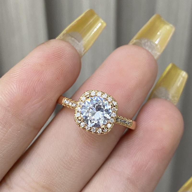 Горячая позолоченная имитация муассанита квадратная сумка кольцо дизайн кольцо